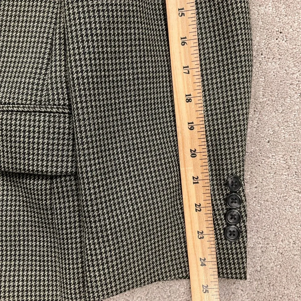Stafford Blazer Mens 40R Black Gray Houndstooth‎ 2 Button Wool Jacket Sport Coat